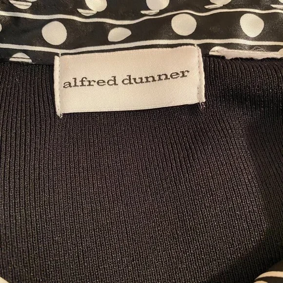Alfred Dunner Cardigan Style Top Polka Dot Trim Size Medium Faux Button Front - Picture 5 of 6